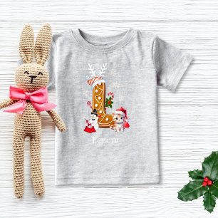 T-shirt Pour Bébé Personnalisez l'alphabet de pain d'épice de Noël L