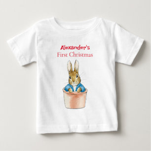 T-shirt Pour Bébé Personnalisez Pierre le lapin assis Plante Pot