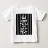 T-shirt Pour Bébé Personnalized KEEP CALM Your Text on Black Stripes (Devant)