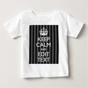 T-shirt Pour Bébé Personnalized KEEP CALM Your Text on Black Stripes