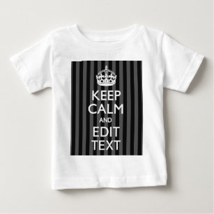 T-shirt Pour Bébé Personnalized KEEP CALM Your Text on Black Stripes