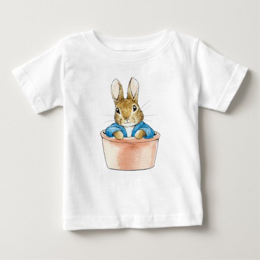 T-shirt Pour Bébé Peter le lapin assis en pot Plante (Devant)