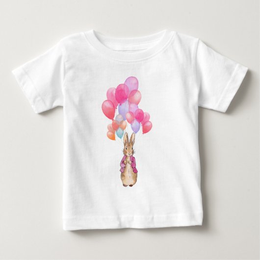 T-shirt Pour Bébé Peter le lapin rose Veste et Ballons (Devant)
