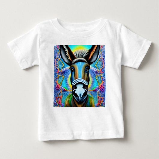 T-shirt Pour Bébé Petit âne Abstrait multicolore (Devant)
