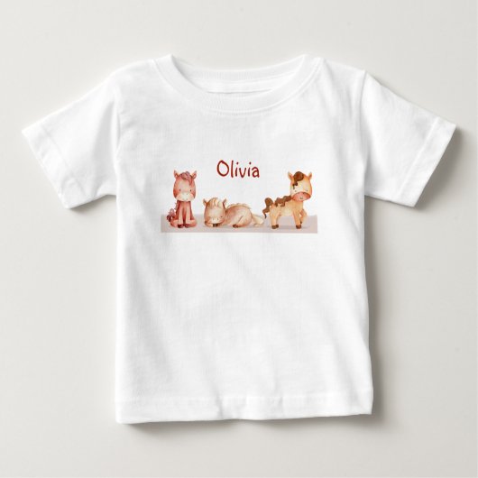 T-shirt Pour Bébé Petit animal de ferme Nom personnalisé (Devant)