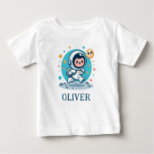 T-shirt Pour Bébé Petit astronaute mignon sur la Lune (Devant)