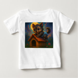 T-shirt Pour Bébé Petit Bébé Werewolf sur Dog House Imaginaire Art