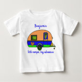 T-shirt Pour Bébé Petit Camper Big Adventure Nom de l'enfant (Devant)