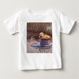 T-shirt Pour Bébé Petit Canard Jaune Jouant Dans Le Seau