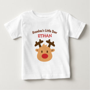 T-shirt Pour Bébé Petit Cerf de grand-mère, joli renne à nez rouge