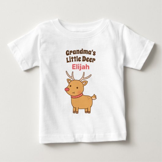 T-shirt Pour Bébé Petit cerf de grand-mère mignonne, Doodle de renne (Devant)