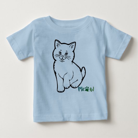 T-shirt Pour Bébé Petit chat bleu  (Devant)