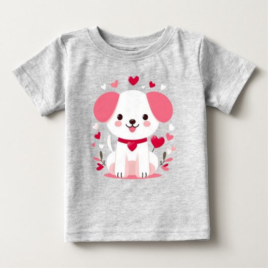 T-shirt Pour Bébé Petit chiot de la Saint-Valentin (Devant)