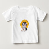 T-shirt Pour Bébé Petit chiot du Yorkshire mignon chien & tournesol (Devant)