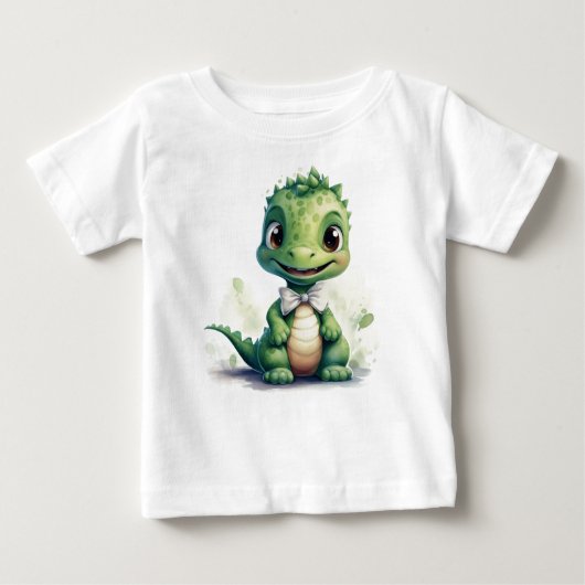 T-shirt Pour Bébé Petit Dino vert (Devant)