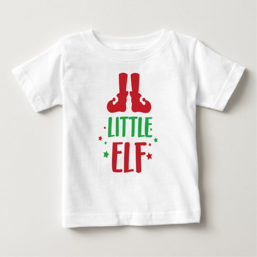 T-shirt Pour Bébé Petit Elfe, Chaussures Elfe, Étoiles, Noël, Noël (Devant)