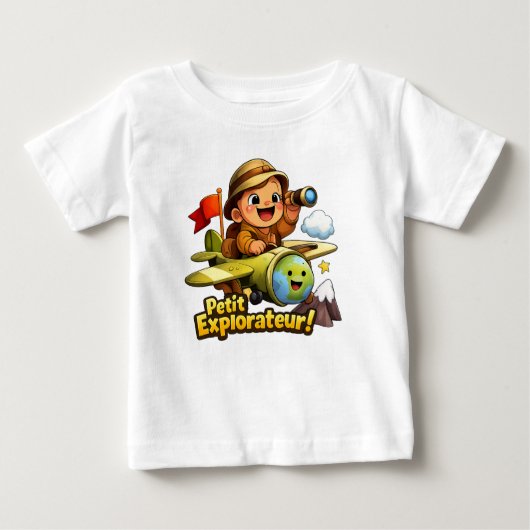 T-shirt Pour Bébé Petit Explorateur Cute Baby Adventure Illustration (Devant)