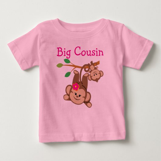 T-shirt Pour Bébé Petit, Fille Singes Gros Cousin (Devant)