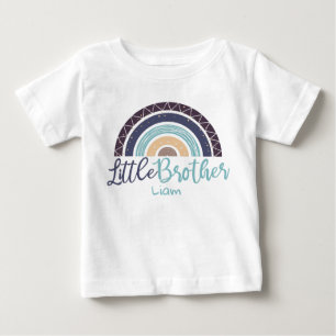 T-shirt Pour Bébé Petit frère arc-en-ciel coloré nom personnalisable