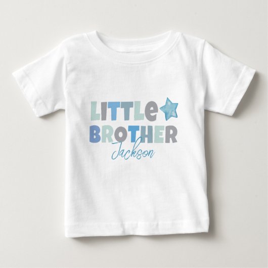 T-shirt Pour Bébé Petit frère, Faire-part bébé garçon, bleu moderne (Devant)