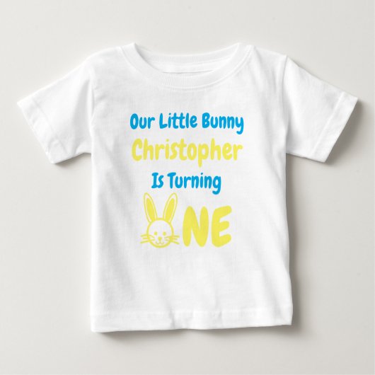 T-shirt Pour Bébé Petit Lapin Garçon 1er Anniversaire (Devant)