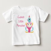 T-shirt Pour Bébé Petit Monstre Cutest Anniversaire Casquette rose b (Devant)