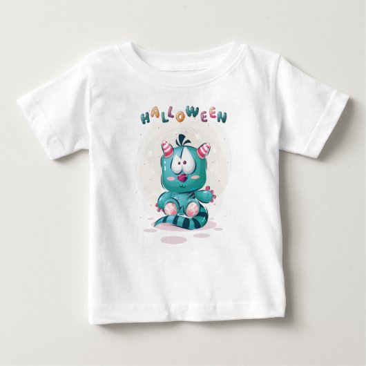 T-shirt Pour Bébé Petit Monstre D'Halloween (Devant)