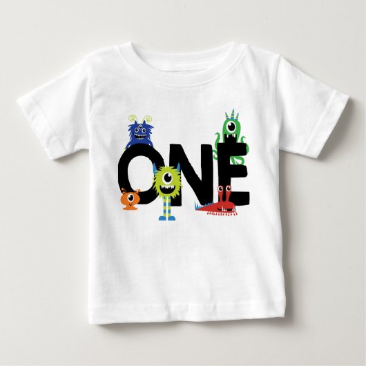 T-shirt Pour Bébé Petit Monstres Garçon Premier Anniversaire (Devant)
