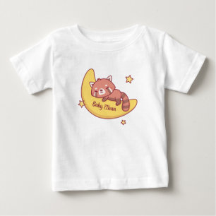 T-shirt Pour Bébé Petit panda roux endormi sur la lune