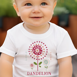 T-shirt Pour Bébé Petit Pissenlit Courageux Personnalisé