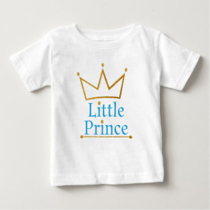 T-shirt Pour Bébé Petit Prince Bleu Texte et or Couronne