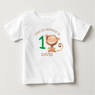 T-shirt Pour Bébé Petit Singe Garçon Première tenue d'anniversaire