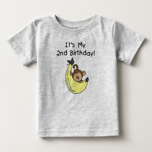 T-shirt Pour Bébé Petit singe sur Banana 2e anniversaire (Devant)