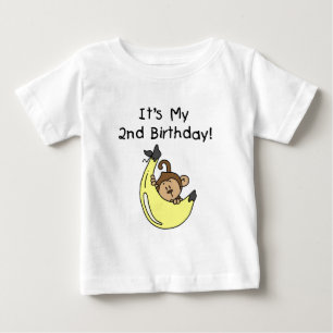 T-shirt Pour Bébé Petit singe sur Banana 2e anniversaire