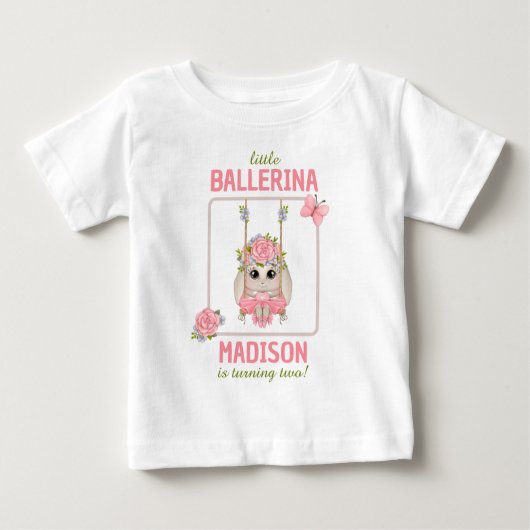 T-shirt Pour Bébé Petite ballerine bébé lapin fille anniversaire flo (Devant)