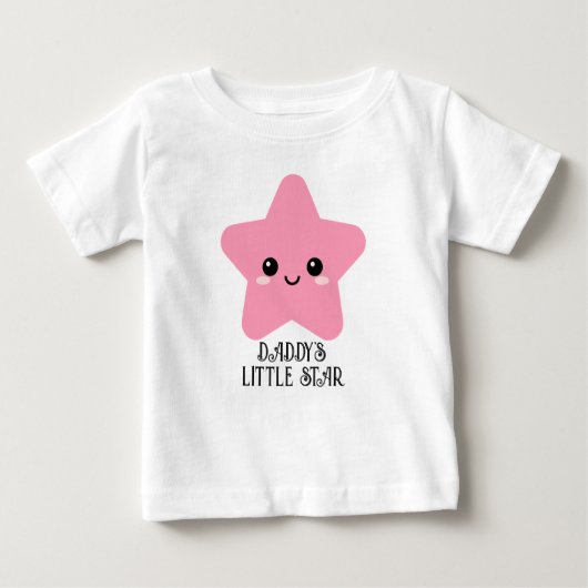 T-shirt Pour Bébé Petite Étoile de Papa, Tee Graphique Rose, Mignon (Devant)