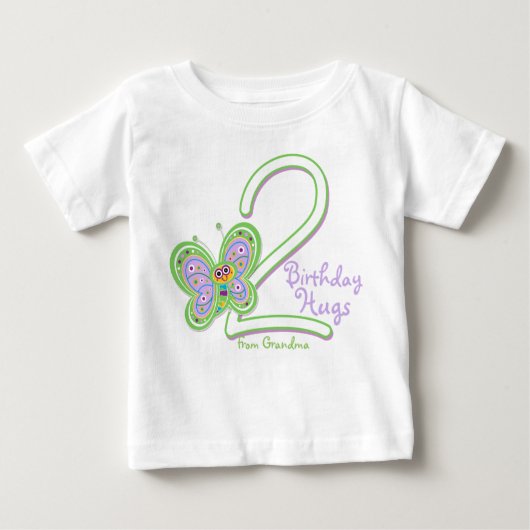 T-shirt Pour Bébé Petite-fille 2e anniversaire papillon Hugs (Devant)