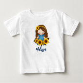 T-shirt Pour Bébé Petite fille avec des tournesols (Devant)