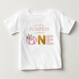 T-shirt Pour Bébé Petite fille Citrouille rose or florale 1er annive