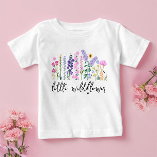 T-shirt Pour Bébé Petite fille d'anniversaire florale Fleur sauvage