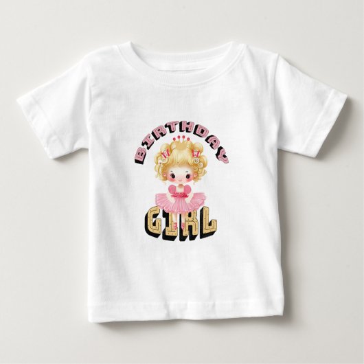 T-shirt Pour Bébé Petite fille d'anniversaire mignonne (Devant)