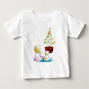 T-shirt Pour Bébé Petite fille dans la nuit de Noël