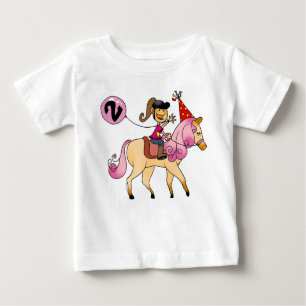 T-shirt Pour Bébé Petite fille de 2 ans sur un poney