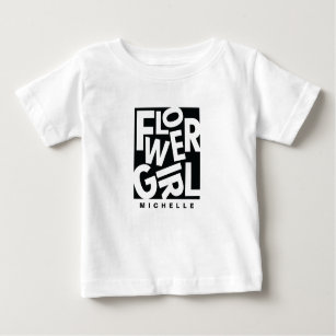 T-shirt Pour Bébé Petite fille de fleurs en typographie noire, maria