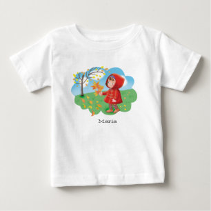 T-shirt Pour Bébé Petite fille mignonne en manteau rouge cueillant d