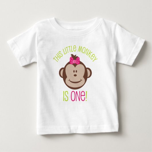 T-shirt Pour Bébé Petite fille Mod Monkey 1er Anniversaire Chemise (Devant)