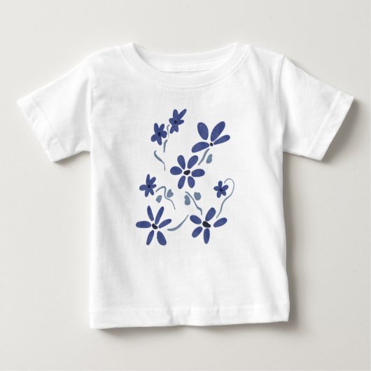 T-shirt Pour Bébé Petite Fleurs Romantiques Bleues (Devant)