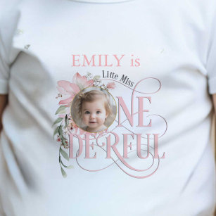 T-shirt Pour Bébé Petite Miss Onederful, Rose, Petite fille 1ère