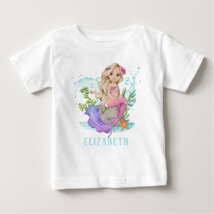 T-shirt Pour Bébé Petite sirène rose personnalisée
