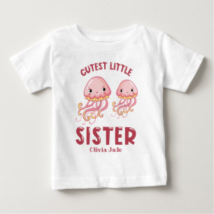 T-shirt Pour Bébé Petite Soeur Nom Personnalisé